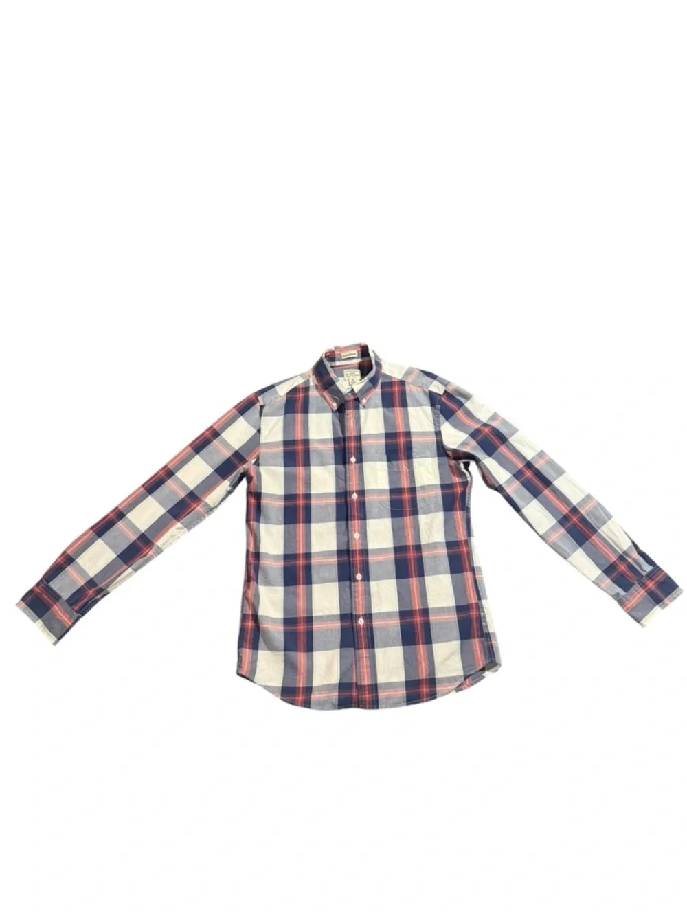J.Crew Small Mens Plaid Button Down Shirt Slim Untucked Stretch Preppy Americana